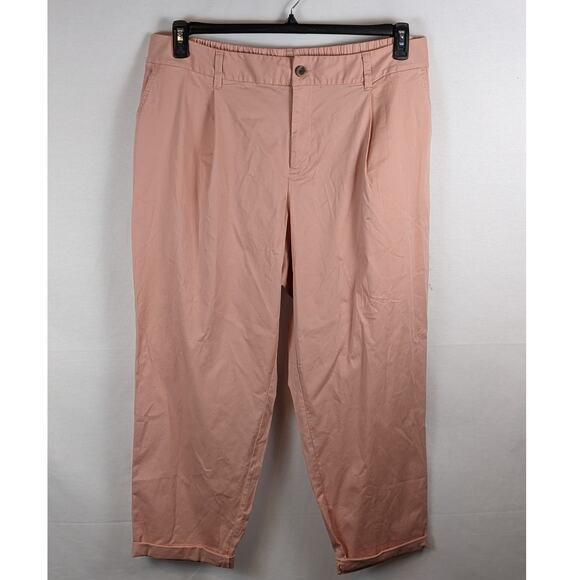 A New Day Cuffed High-Rise Pleat Cropped Pants Straight Leg Capri Coral XS Pink - Picture 1 of 8